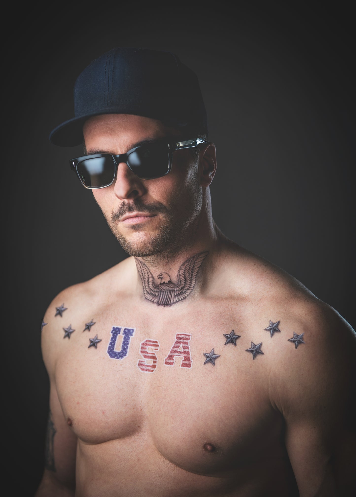 2 x All American Face Temporary Tattoo - USA, 4th of July, Labor Day, Olympics, Team USA