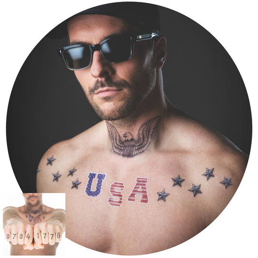 2 x All American Face Temporary Tattoo - USA, 4th of July, Labor Day, Olympics, Team USA
