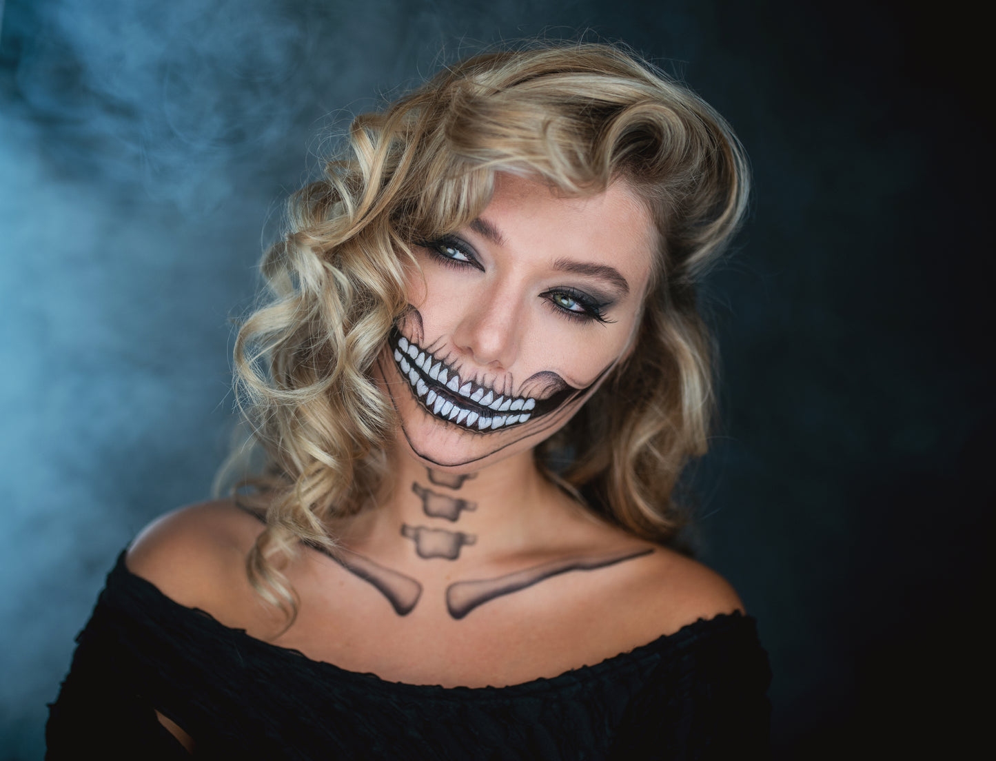 2 x Classic Skull Temporary Tattoo Halloween Costume for Men and Women, Adult, Face Sticker