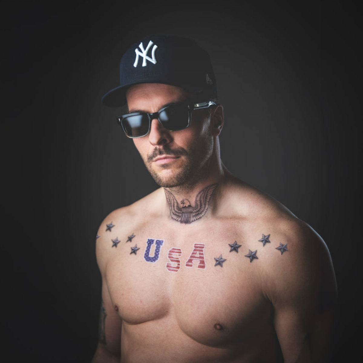 2 x All American Face Temporary Tattoo - USA, 4th of July, Labor Day, Olympics, Team USA