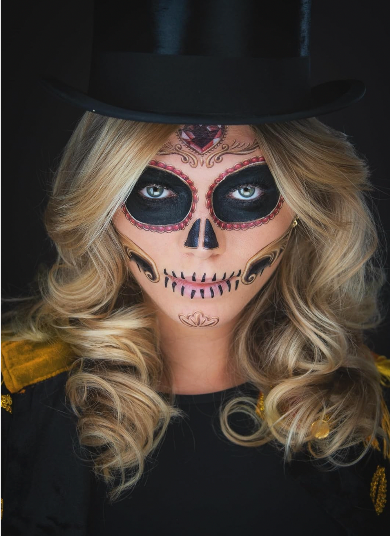 2 x Sugar Skull Face Halloween Temporary Tattoo, Dia de los Muertos