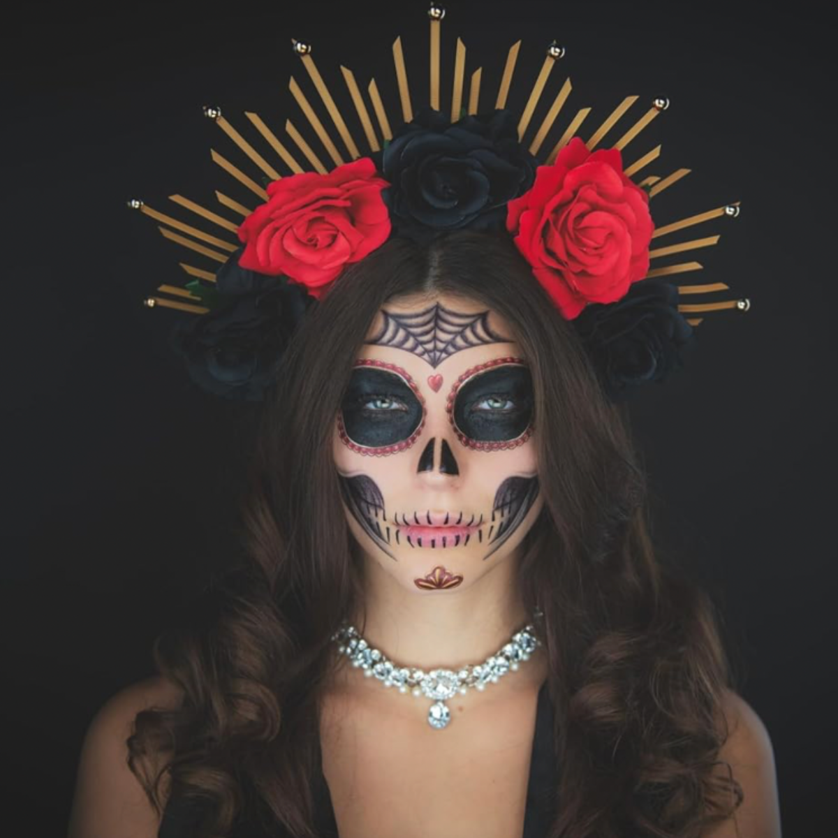 2 x La Catrina Face Halloween Temporary Tattoo, Dia de los Muertos