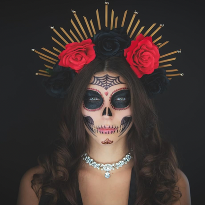 2 x La Catrina Face Halloween Temporary Tattoo, Dia de los Muertos