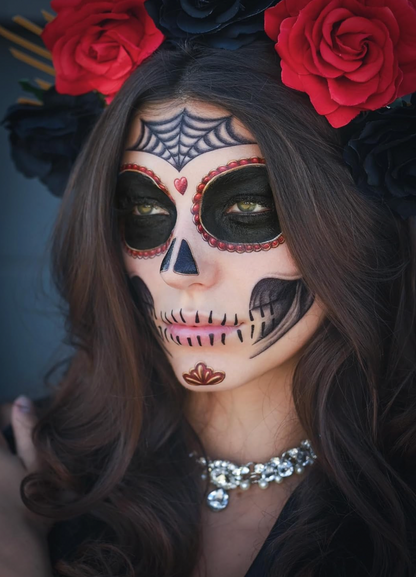 2 x La Catrina Face Halloween Temporary Tattoo, Dia de los Muertos
