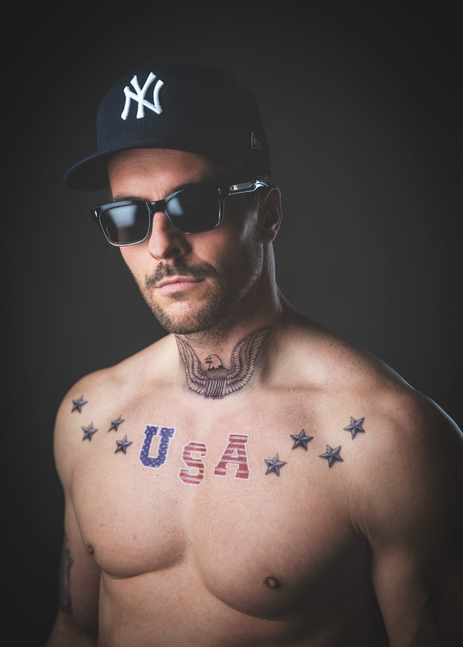 2 x All American Face Temporary Tattoo - USA, 4th of July, Labor Day, Olympics, Team USA