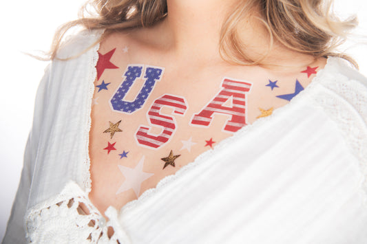 2 x American Beauty Face Temporary Tattoo, USA, 4th of July, Labor Day, Olympics, Team USA