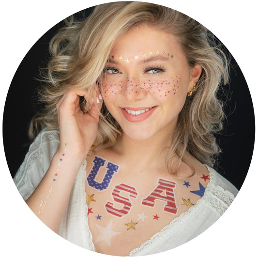 2 x American Beauty Face Temporary Tattoo, USA, 4th of July, Labor Day, Olympics, Team USA